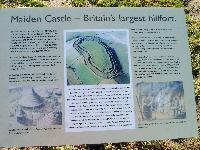 English Heritage Sign at entrance to Maiden Castle - link to larger file (365kb)